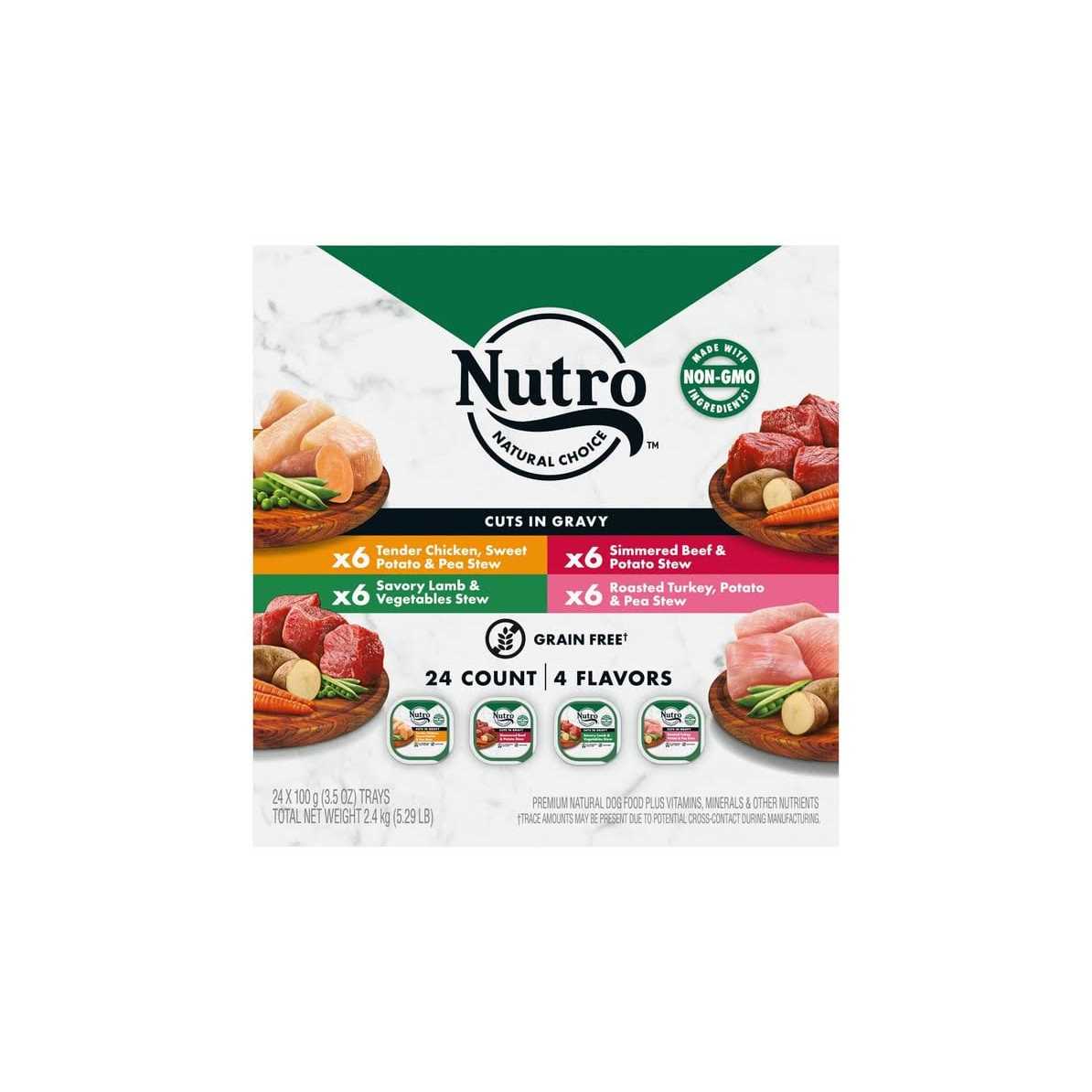 Nutro Grain Free Cuts in Gravy Beef, Lamb, Chicken and Turkey Variety Pack Adult Wet Dog Food
