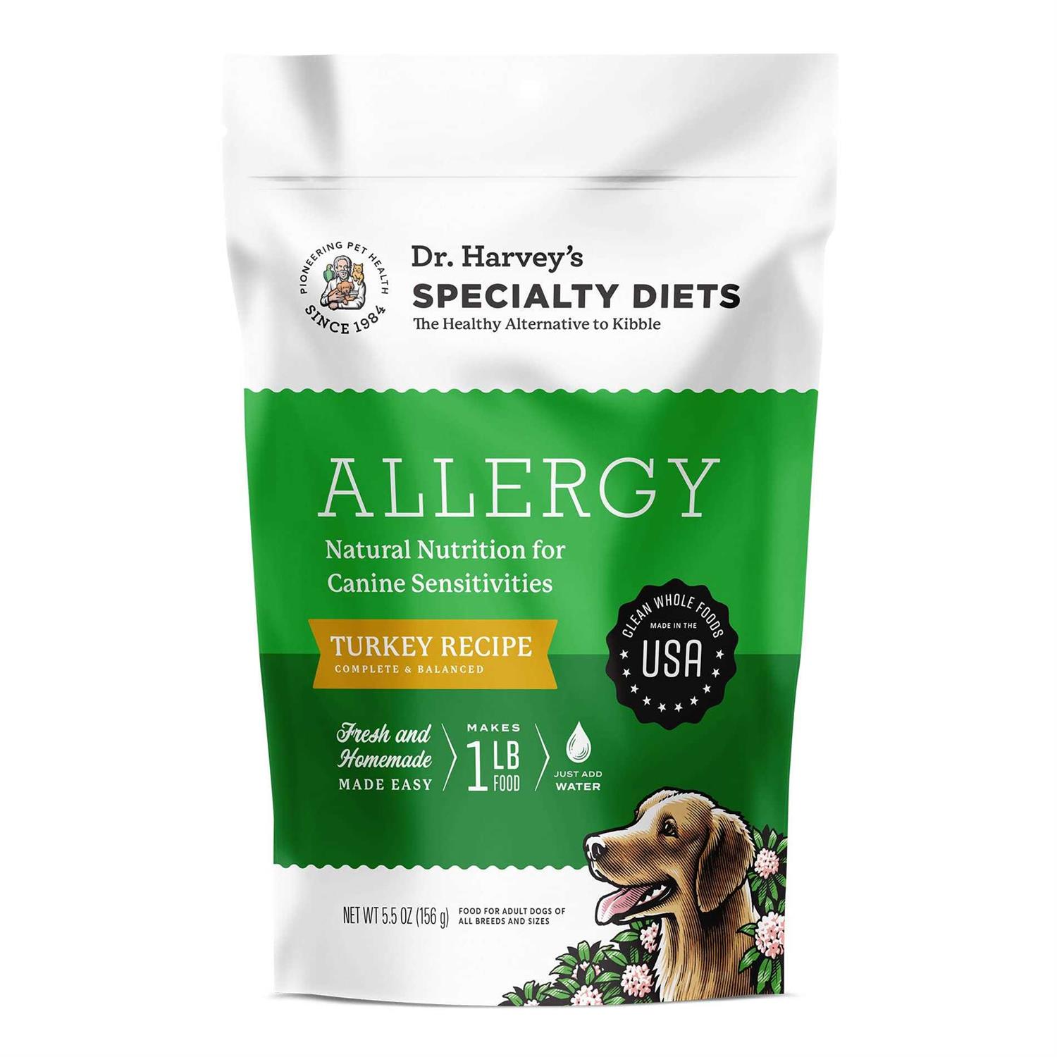 Dr. Harvey’s Specialty Diet Allergy Turkey Recipe, Human Grade Dog Food for Dogs with Sensitivities and Allergies