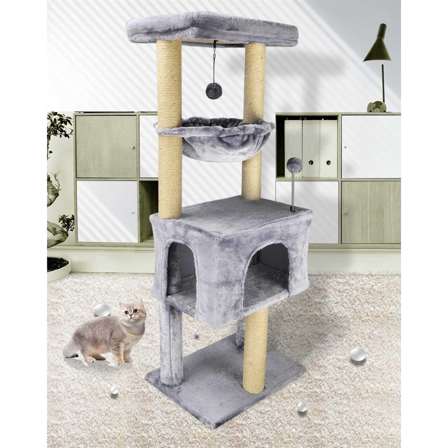 roypet Fashion Design 43.3 Cat Trees with Cat Houses,Grey