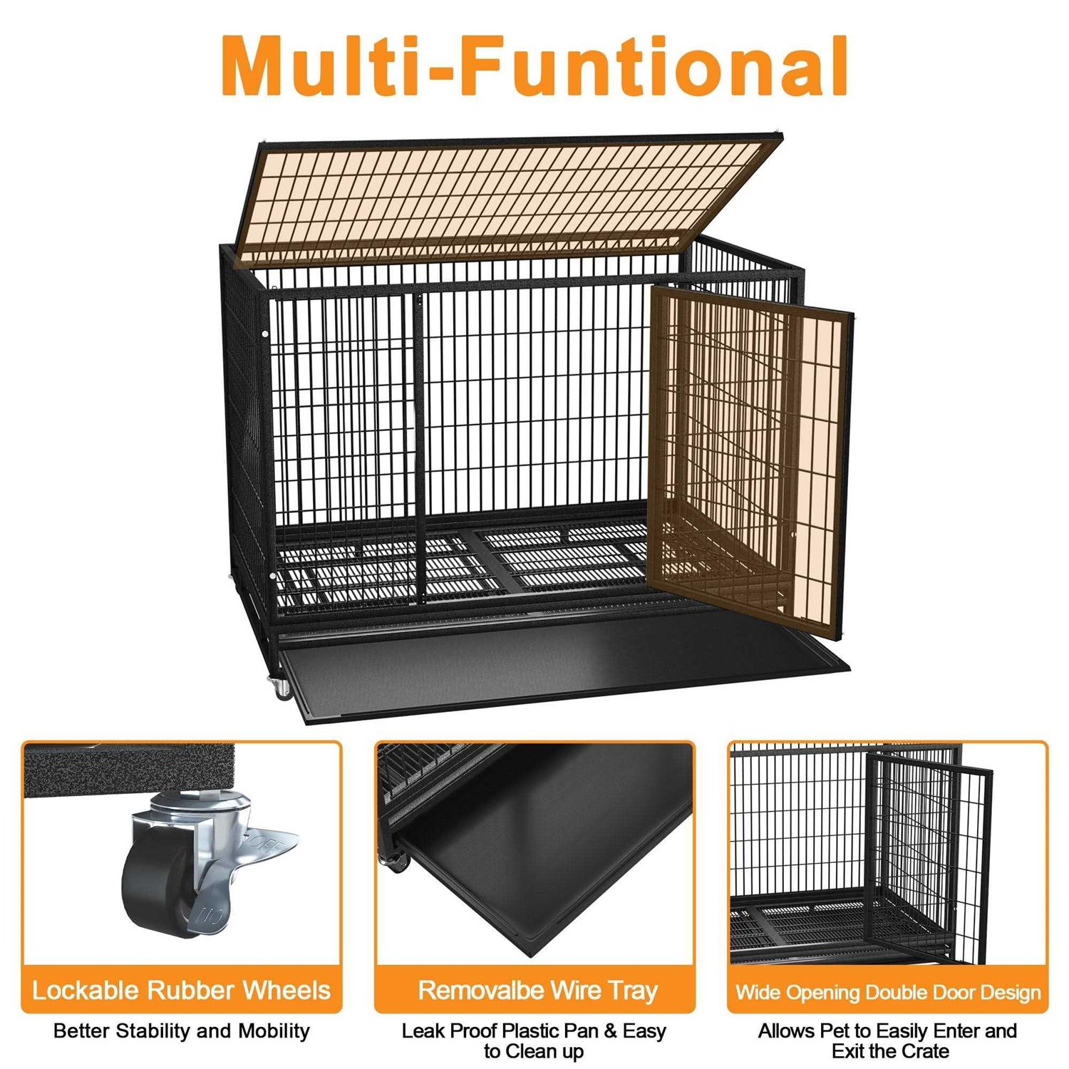 Boldbone 48/38 inch Heavy Duty Dog Crate for Large Dogs Dog Kennels and Metal Wire Cages