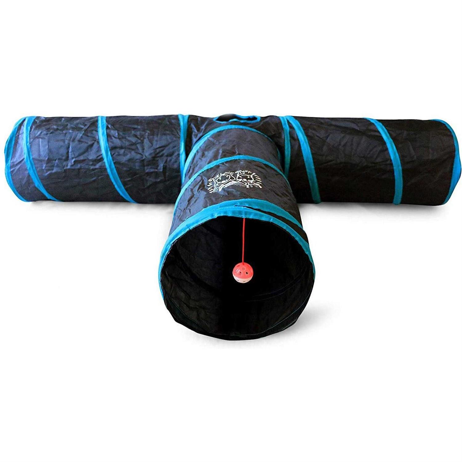 Feline Ruff Premium Way Cat Tunnel. Extra Large 12 Inch Diameter and Extra Long. A Big Collapsible Play Toy. Wide Pet Tunnel Tube