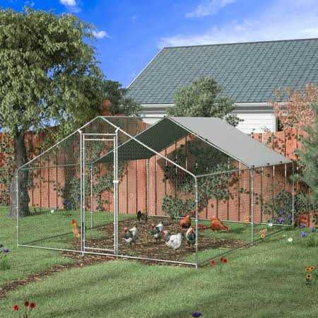 Toetol Extra Large Metal Chicken Coop Walking Poultry Cage Hen Run House Rabbits Habitat Cage Spire Shaped Coops with Waterproof and Anti-Ultraviolet