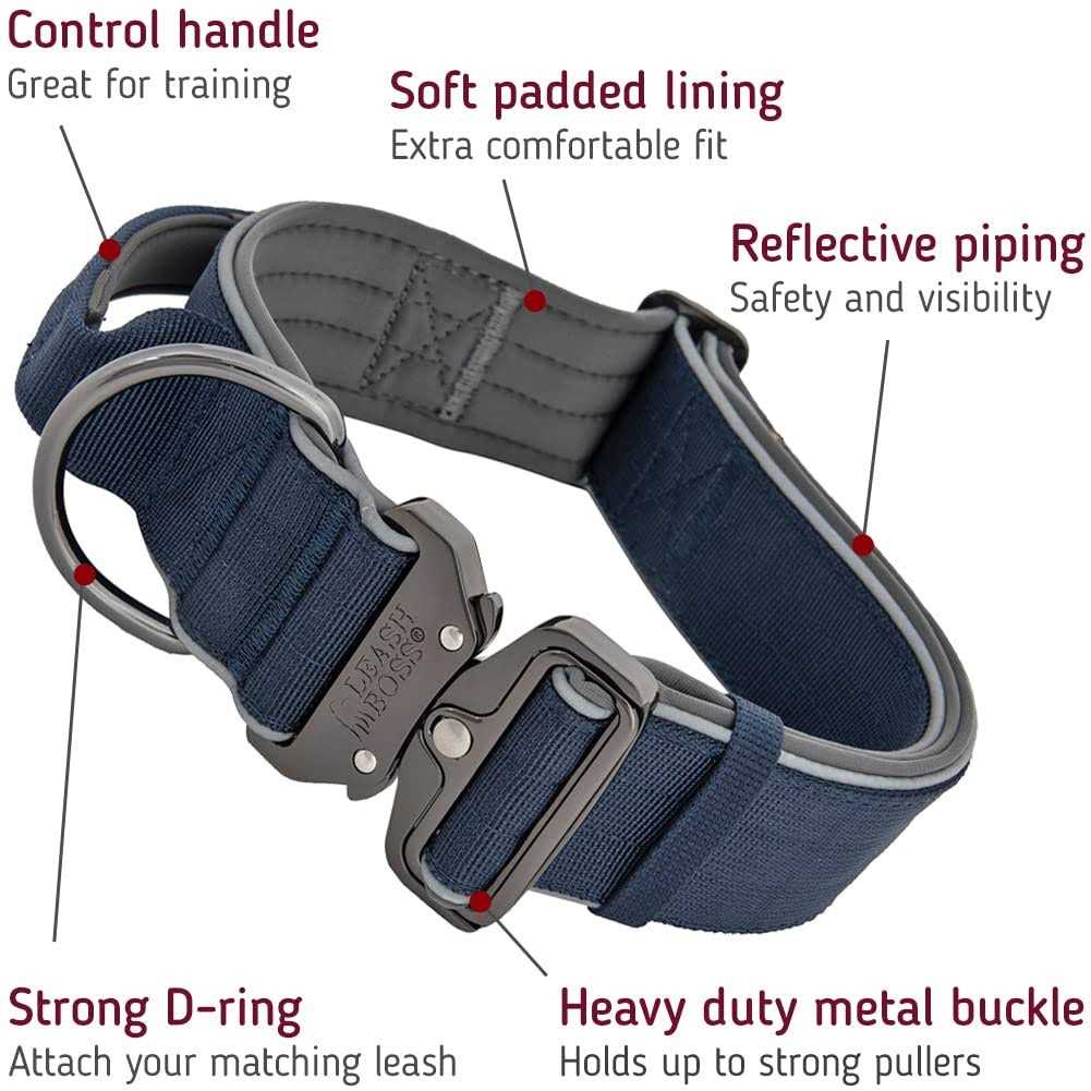 Leashboss Tactical Dog Collar Dog Collar with Handle Heavy-Duty Adjustable Military K9 Collar with Quick Release Buckle and Handle