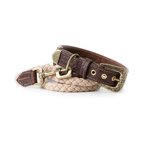 MyFamily El Paso Genuine Embossed Italian Leather Dog Collar