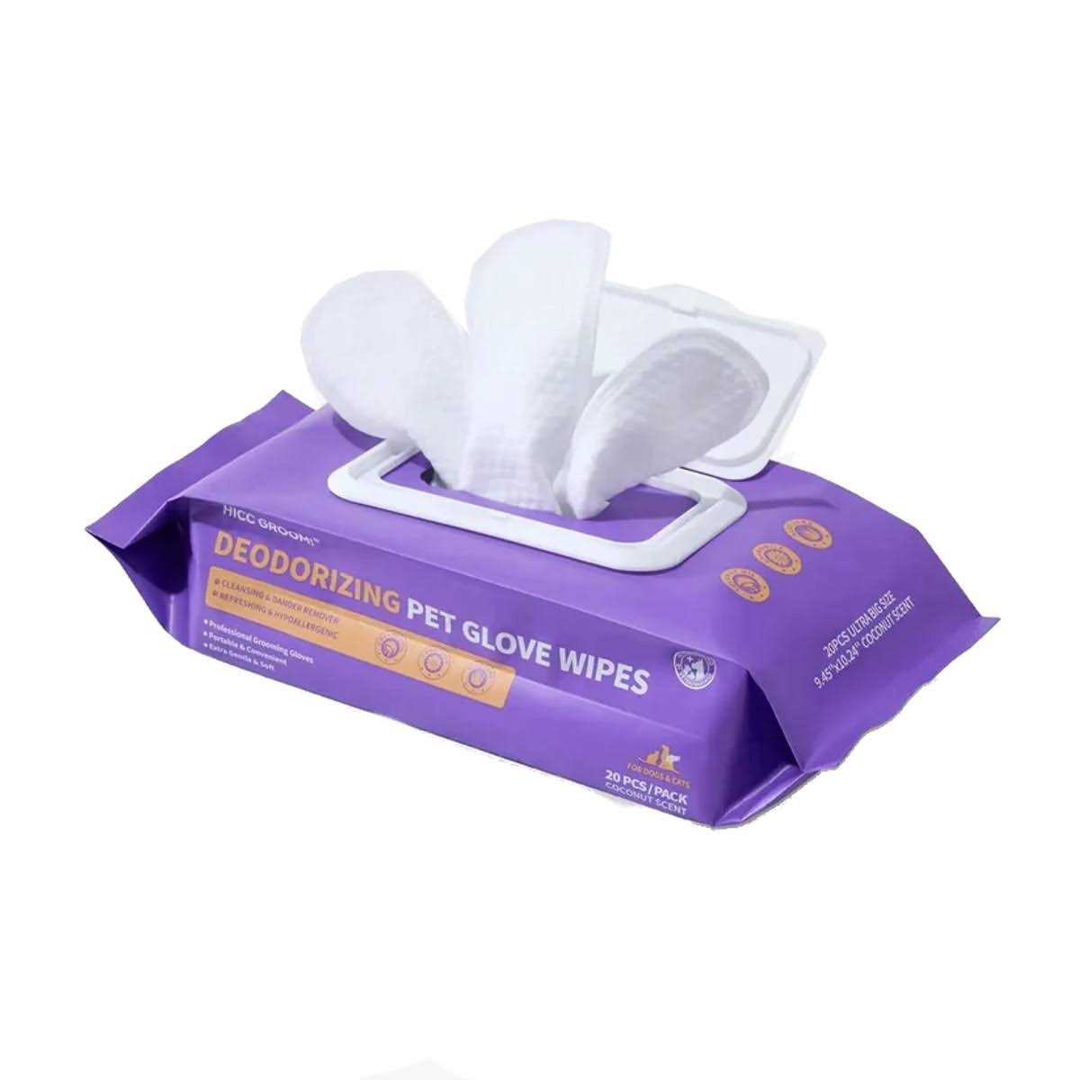 HICC Pet Deodorizing Pet Glove Wipes 20 pc