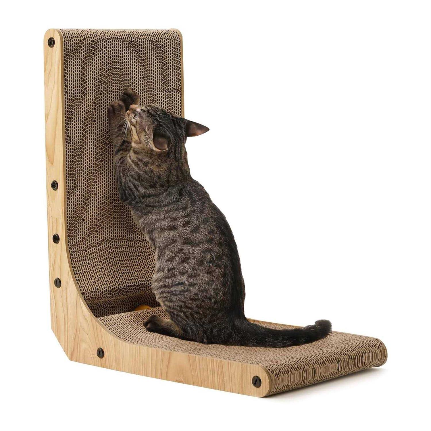 FUKUMARU Cat Scratcher 26.8 Inch L Shape Cat Scratch Pad Wall Mounted