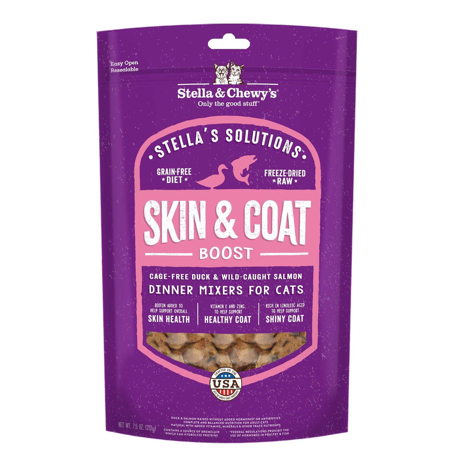 Stella & Chewy’s Cat Solutions Skin & Coat Boost Freeze-Dried Duck 7.5oz