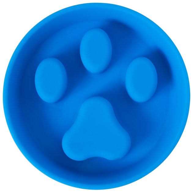 Frisco Paw Design Silicone Stainless Steel Slow Feeder Dog & Cat Bowl