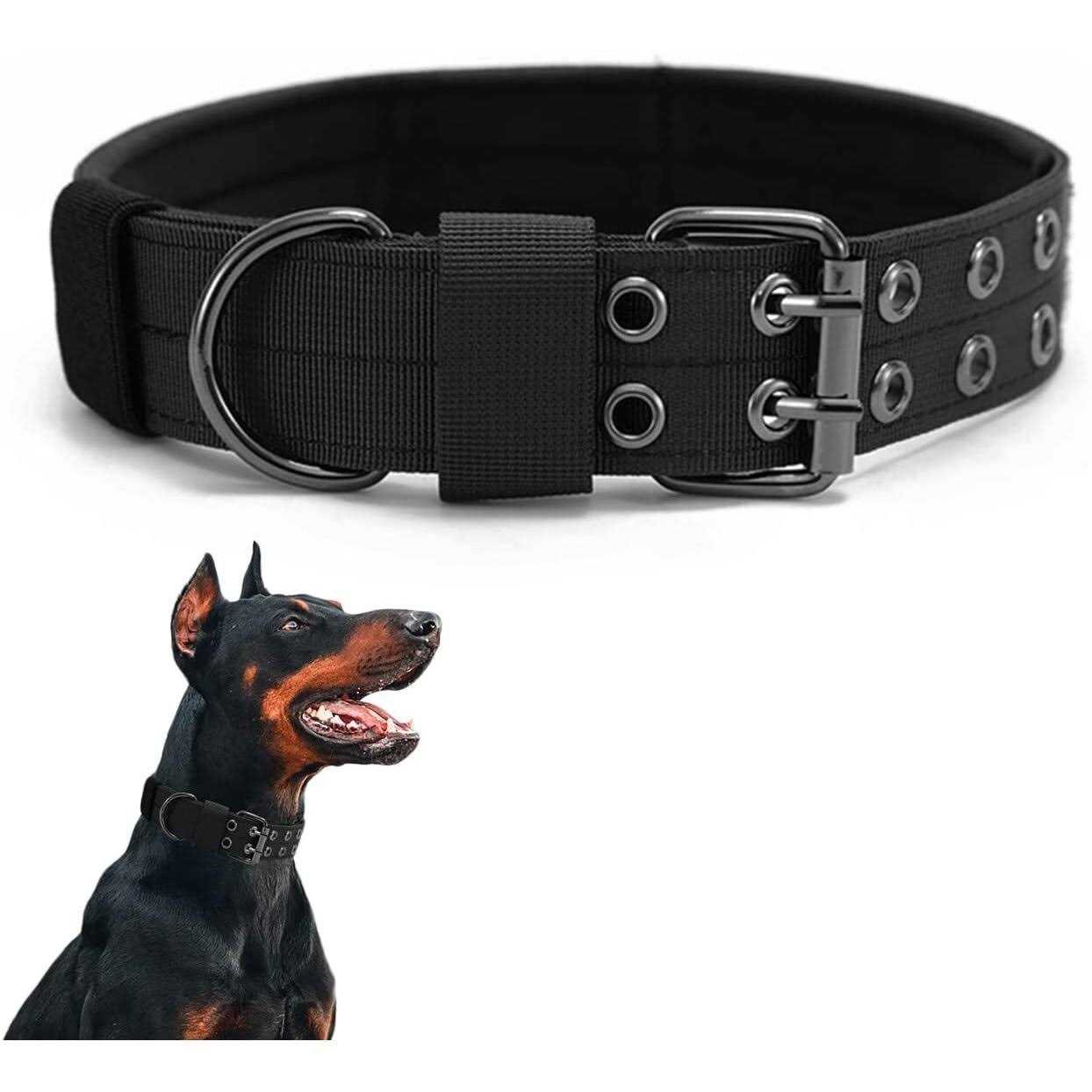 Tactical Dog Collar Military Dog Collar Nylon Adjustable Training Dog Collar Heavy Duty Metal Buckle for Medium Large Dogs