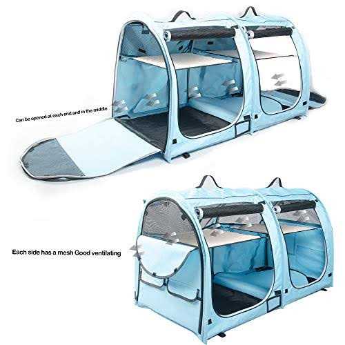 Mispace Portable Twin Compartment Show House Cat Cage/Condo Easy to Fold & Carry Kennel