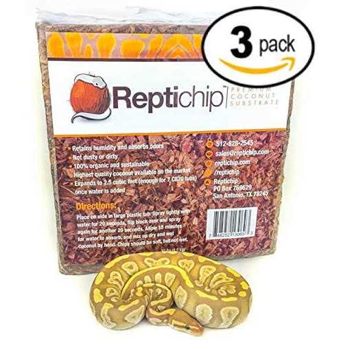 Reptichip Compressed Coconut Chip Substrate for Reptiles 72 Quart Coco Chips Brick Bedding