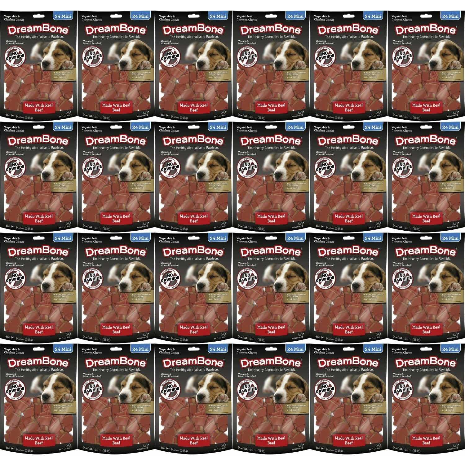 DreamBone Beef Dog Chew, Mini, 24 Pieces/Pack