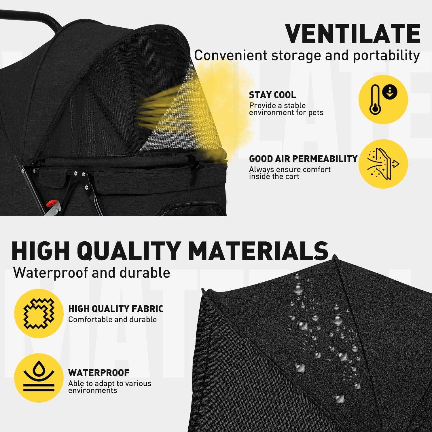 BestPet Pet Stroller Dog Cat Stroller Mesh Foldable Puppy Stroller for Travelling Shopping