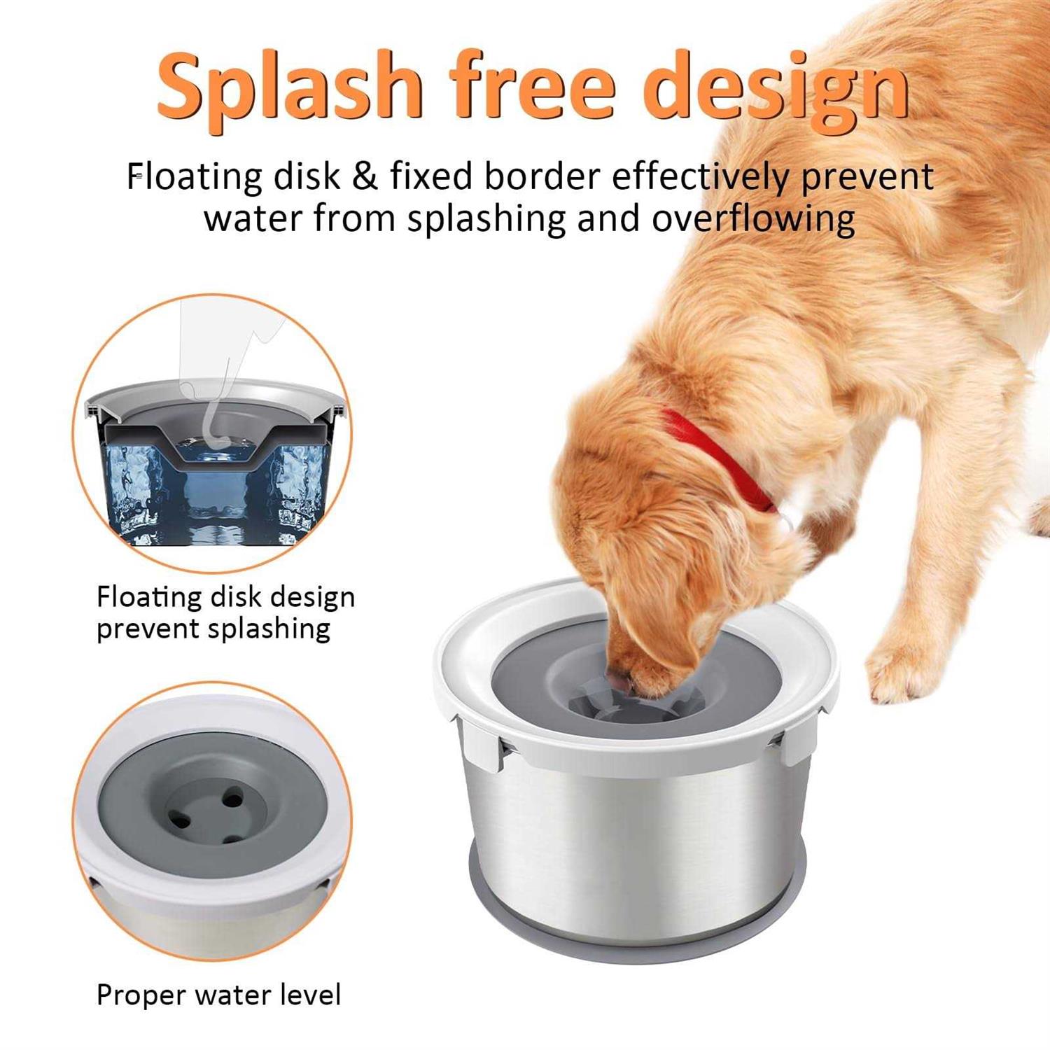 lidlok 4.4L Dog Water Bowl 1.1 Gallon No Spill Stainless Steel Dog Bowls Slow Water Feeder