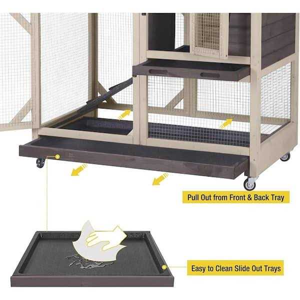 Aivituvin Large Indoor Rabbit Hutch with Pull out Tray