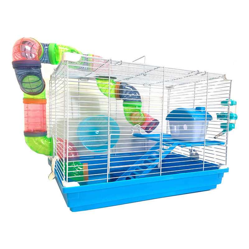 New 2 Levels Hamster Habitat Rodent Gerbil Mouse Mice Rats Animal Cage (Blue)