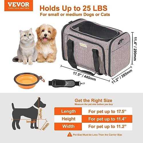 VEVOR Cat Carrier with Wheels, Airline Approved Rolling Pet Carrier with Telescopic Handle and Shoulder Strap