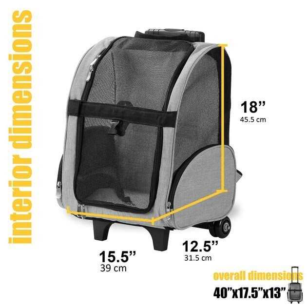 Kopeks Deluxe Backpack Pet Travel Carrier with Double Wheels