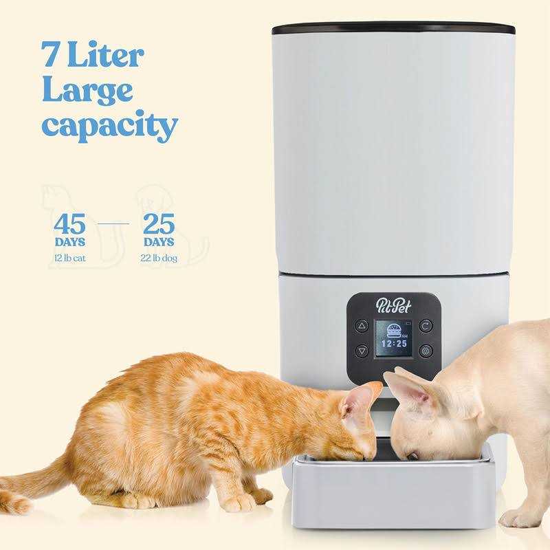 Pitpet Smart Automatic Cat Feeder 6-L Reliable Automatic Cat Food Dispenser with Display LCD Screen for Easy Set Up -Portion Control Automatic Dog