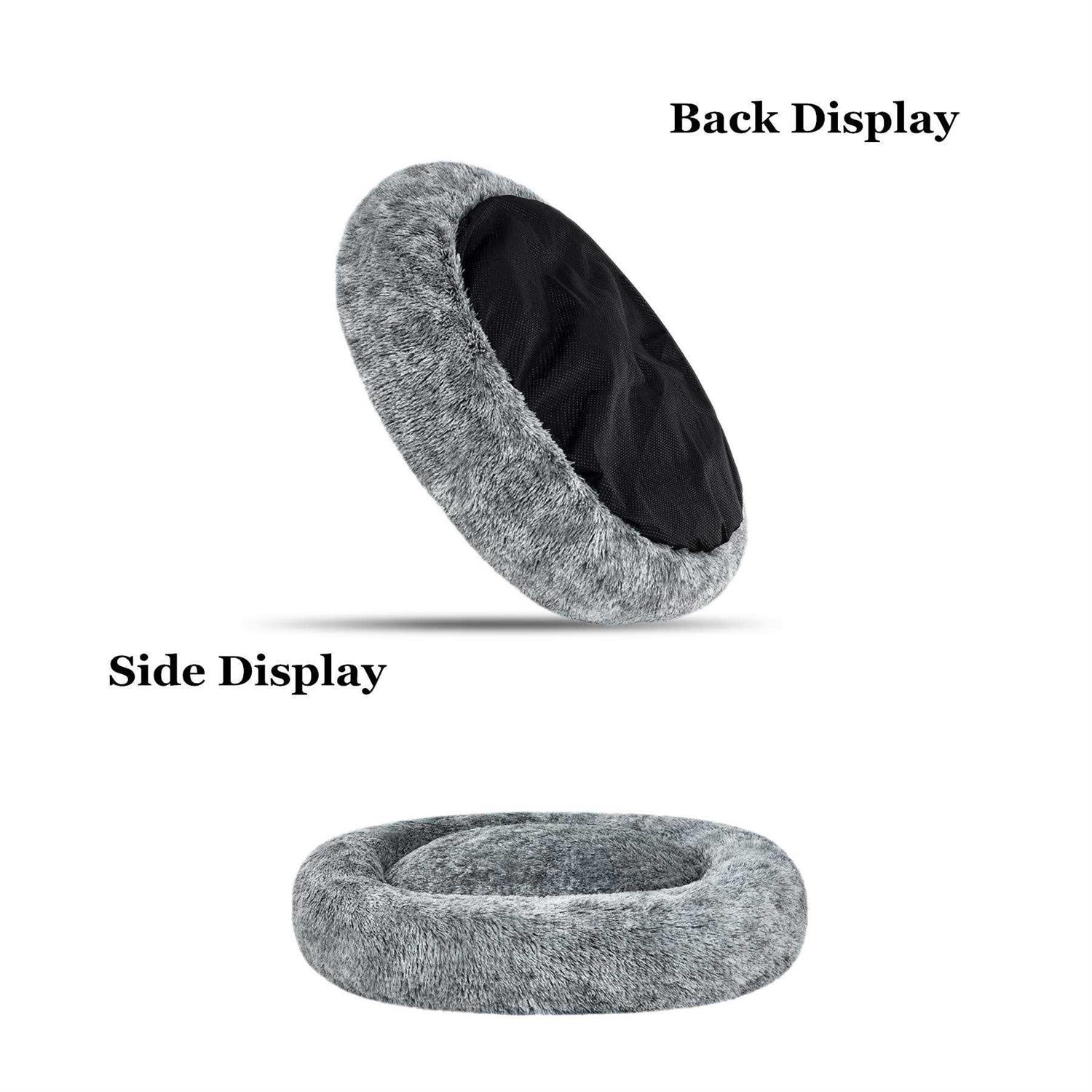 coohom Oval calming Donut cuddler Dog Bed,Shag Faux Fur cat Bed Washable Round Pillow Pet Bed for Small Medium Dogs