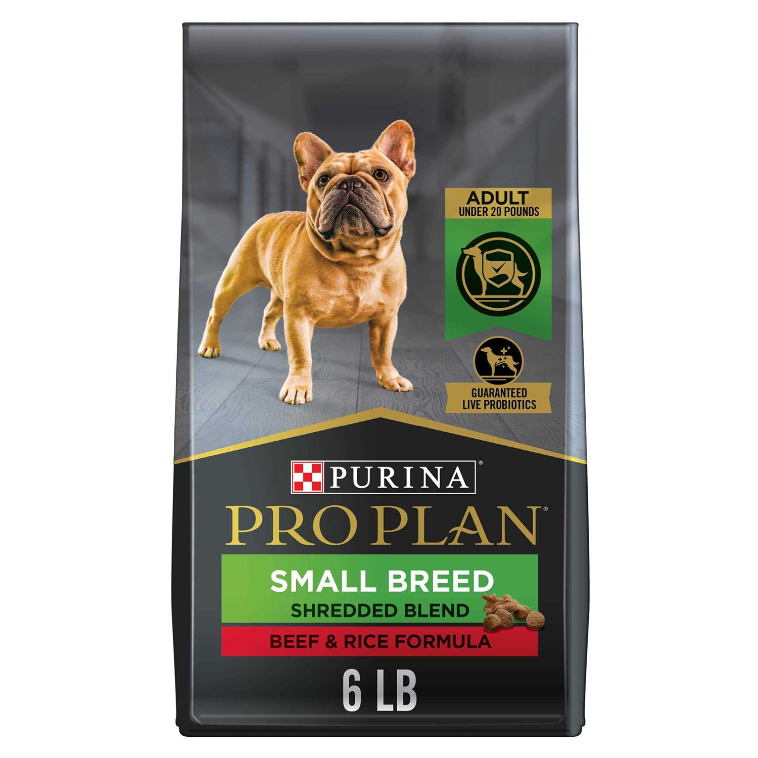 Purina Pro Plan High Protein Shredded Blend Beef & Rice Formula Small Breed Dry Dog Food