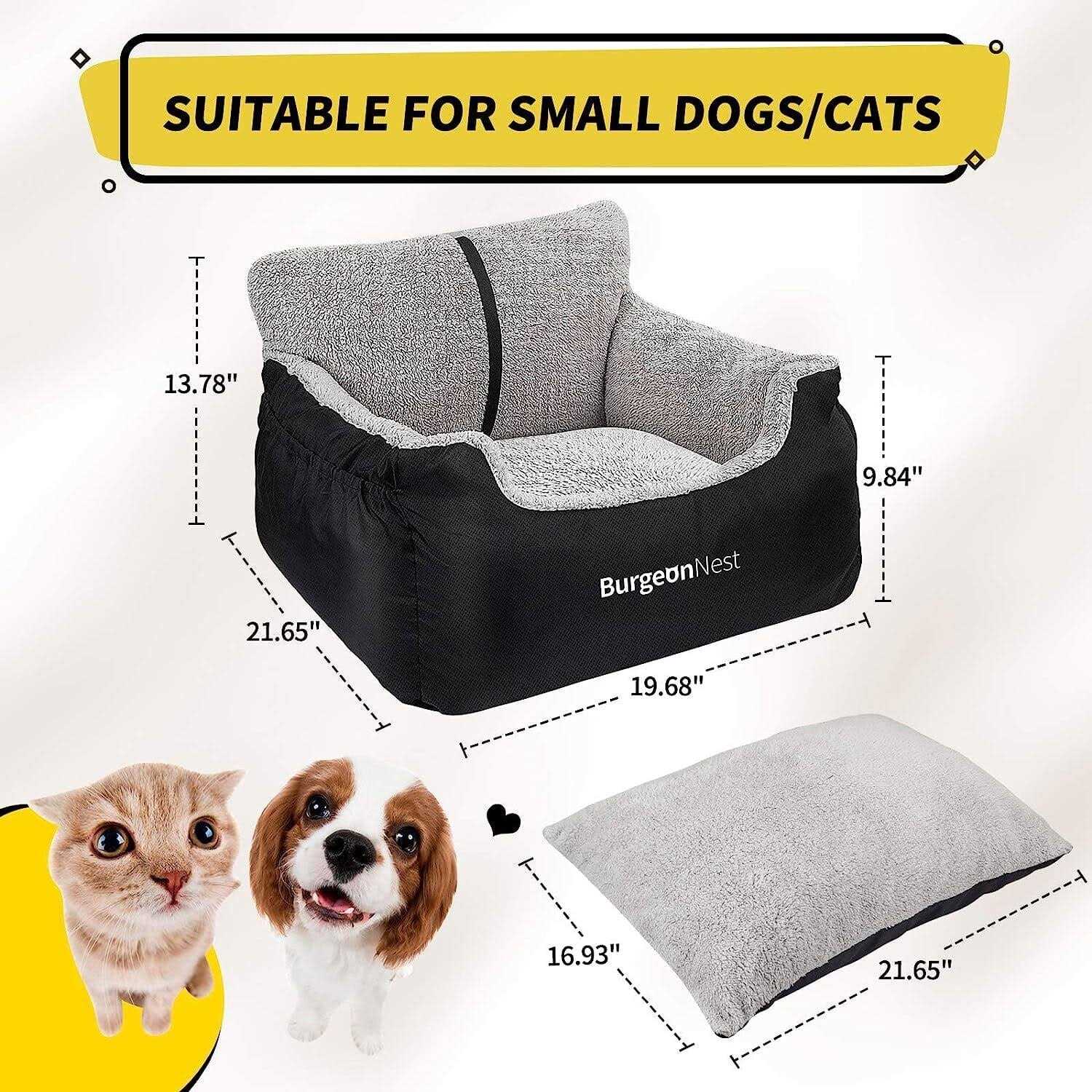 Burgeonnest Dog Car Seat for Small Dogs, Fully Detachable and Washable Dog Carseats Small Under 25