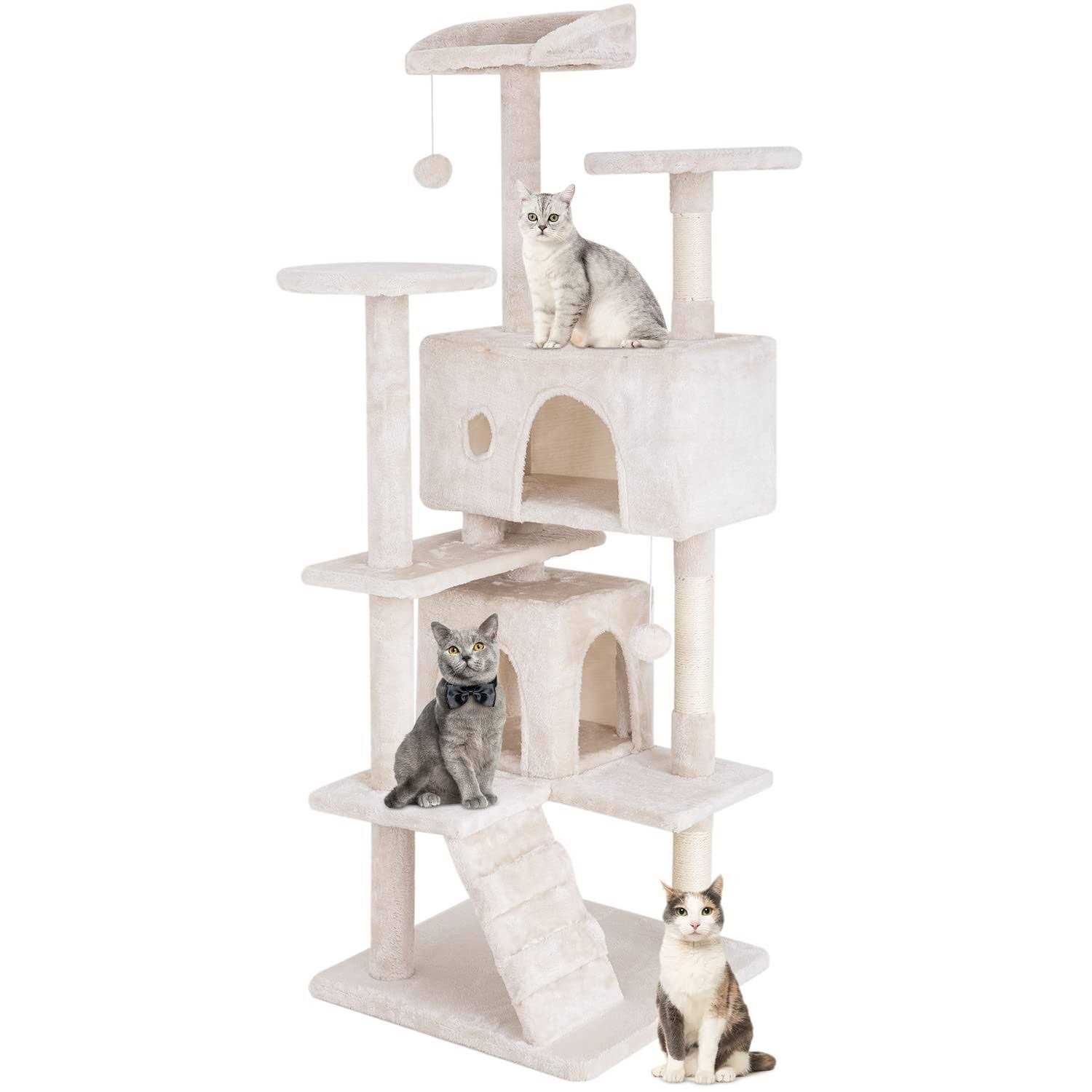 PayLessHere Cat Tree 54in Cat Tower with Cat Scratching Post,Multi-Level Cat Condo Stand House Furniture Kitty Activity Center with Furry Ball Toys