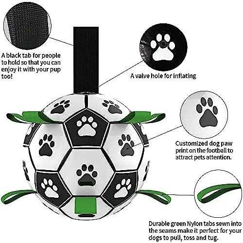 QDAN Dog Toys Soccer Ball with Straps Interactive Dog Toys for Tug of War
