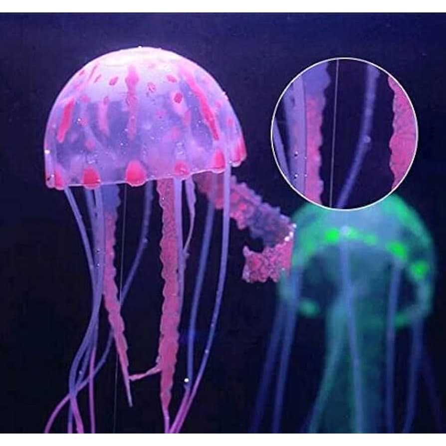 Lpraer 6 Pack Glow Jellyfish Floating Fish Tank Decorations Glowing Effect Silicone Simulation Jellyfish Ornament Aquarium Decorations
