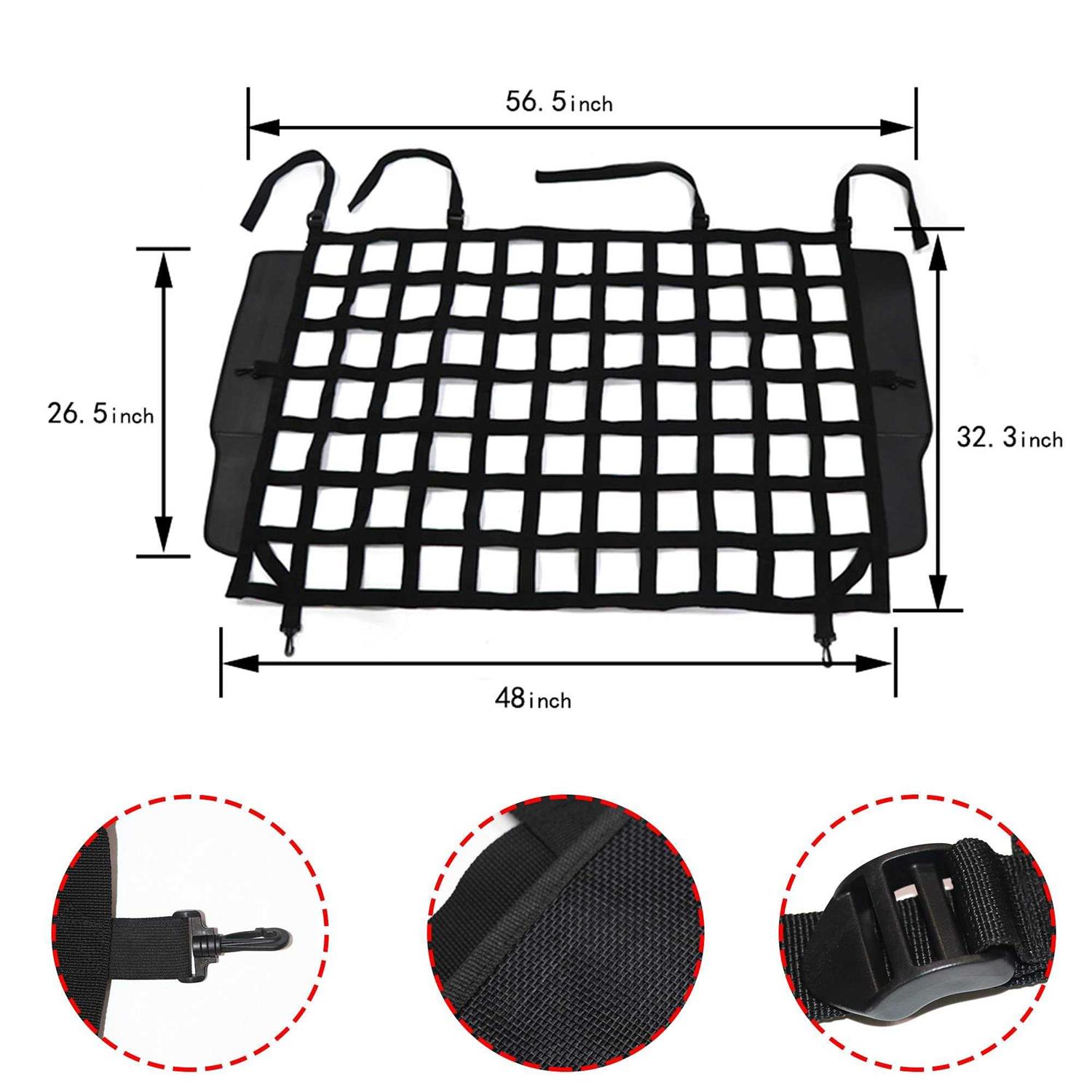BESTAOO Pet Net Vehicle Safety Mesh Dog Barrier for Jeep Wrangler JK JL 4-Door 2007-2024