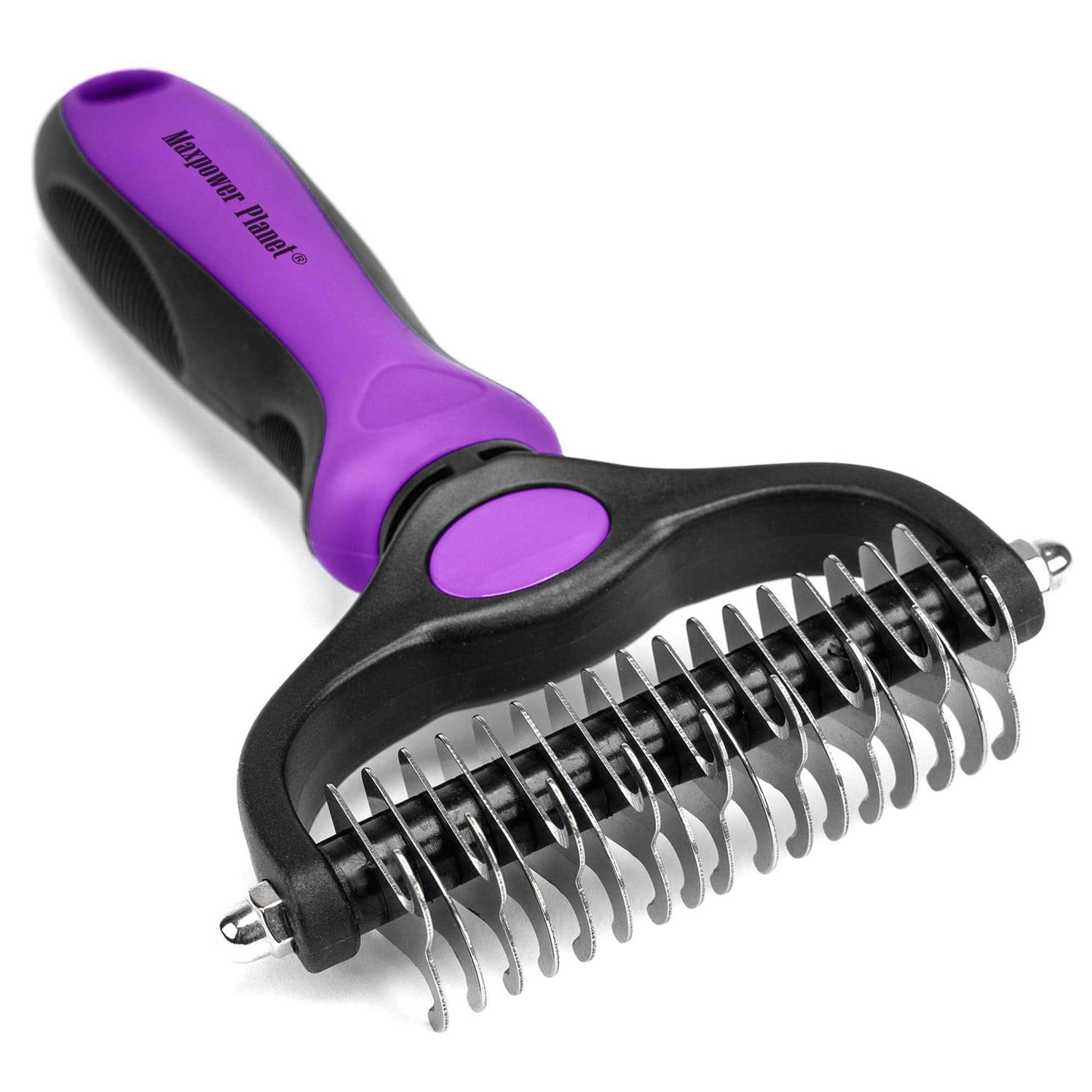 Maxpower Planet Pet Grooming Brush Double Sided Shedding Dematting Undercoat Rake for Dogs