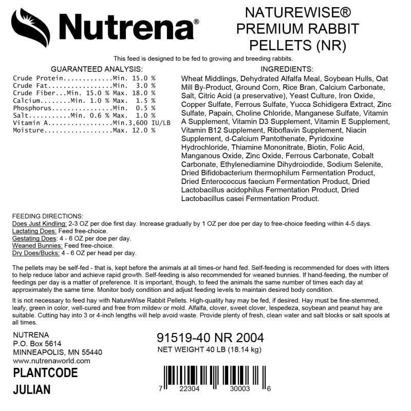 Nutrena NatureWise 15% Premium Rabbit Feed