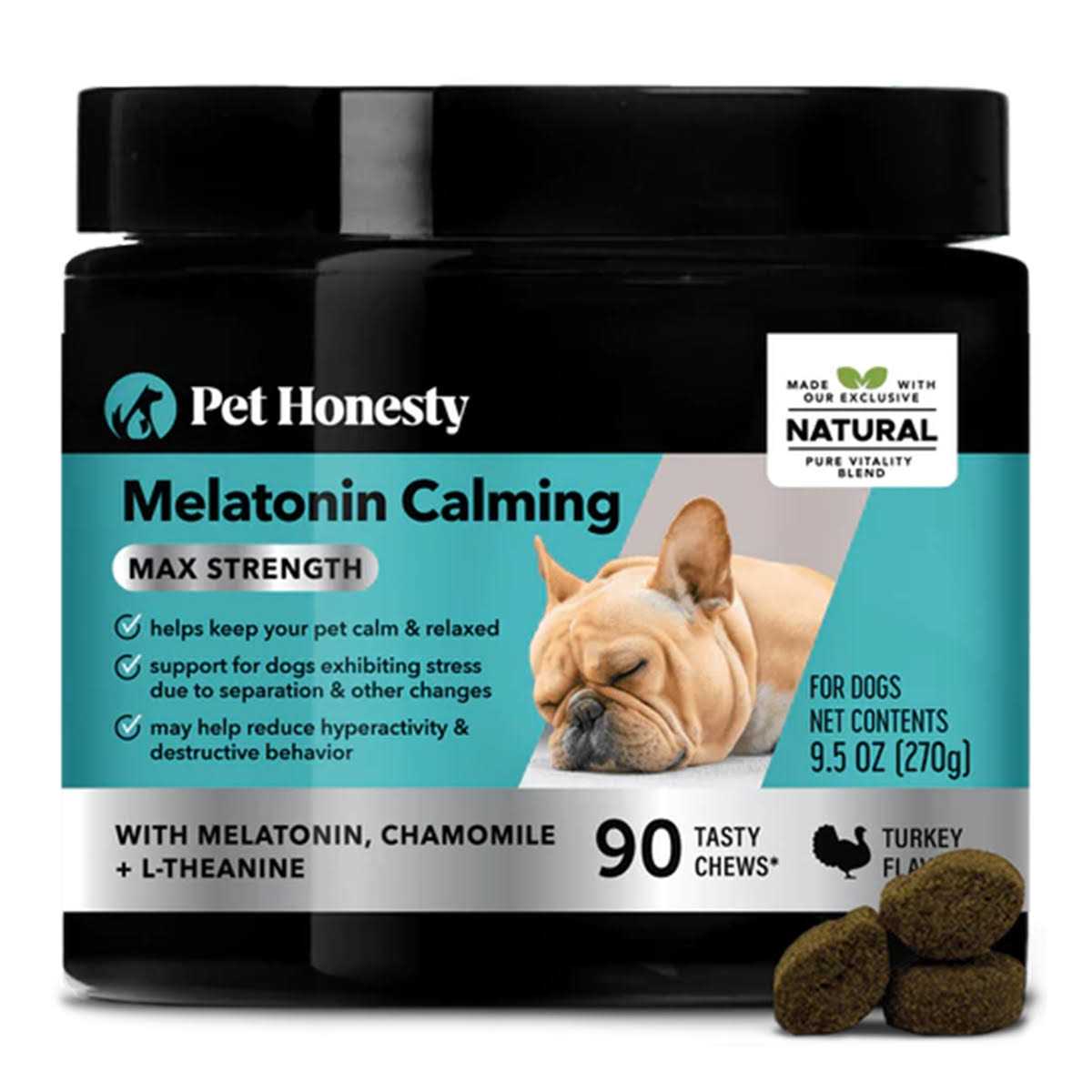 Pet Honesty Melatonin Calming Max Strength Dog Chew Supplement