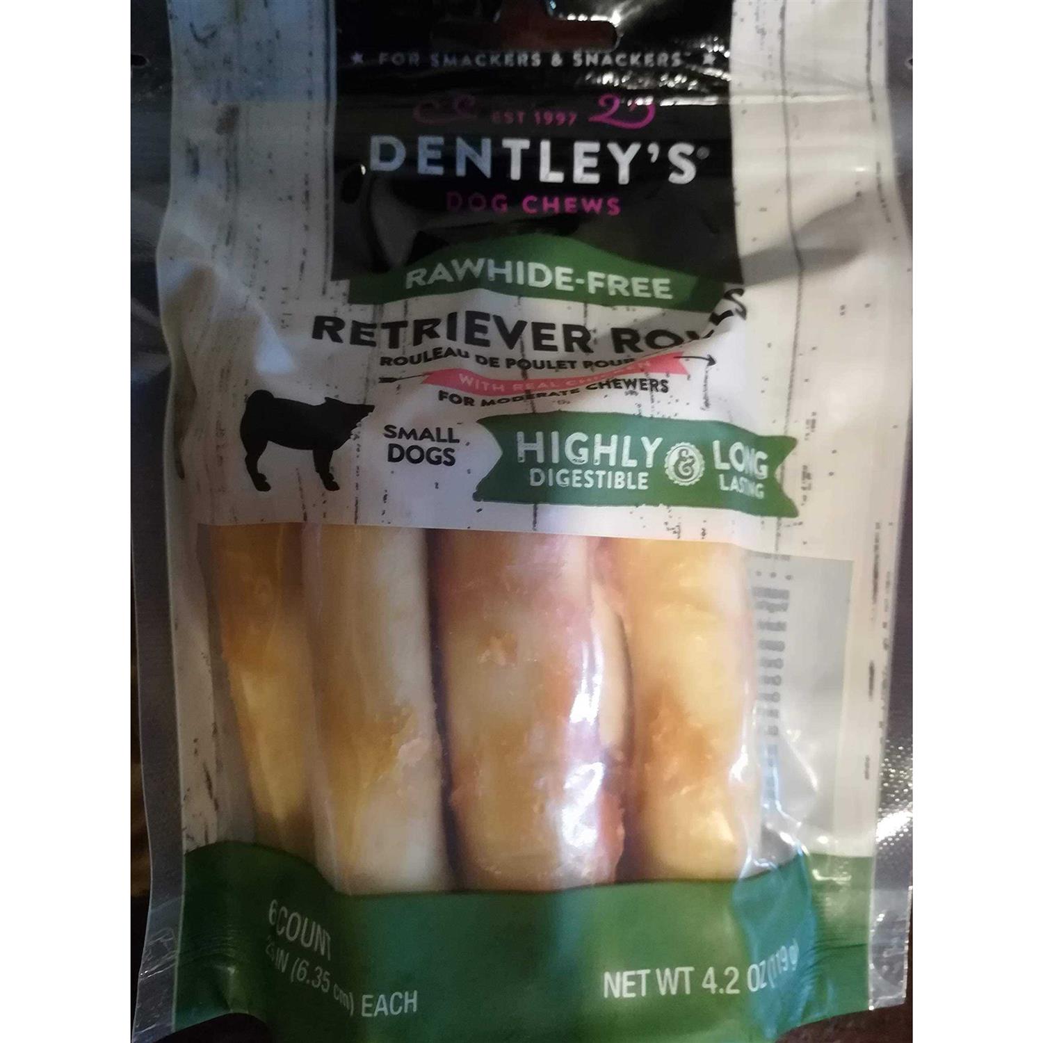 Dentley’s Rawhide-Free Retriever Rolls Small Dog Treats Chicken