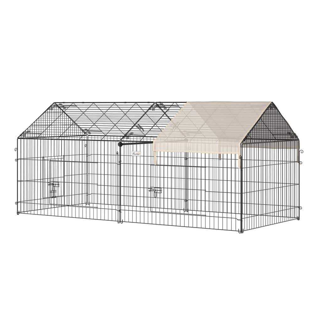 PawHut Outdoor Metal Kennel Enclosure for Small Animals, Utilizable as Rabbit or Chicken Run