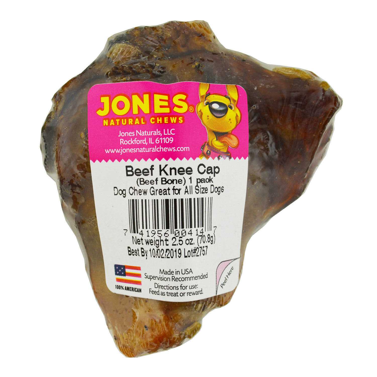 Jones Natural Chews Beef Knee Cap Dog Treat