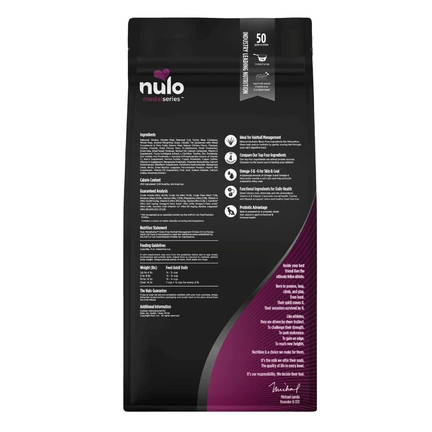 Nulo Chicken & Cod Adult MedalSeries Hairball Management Dry Cat Food