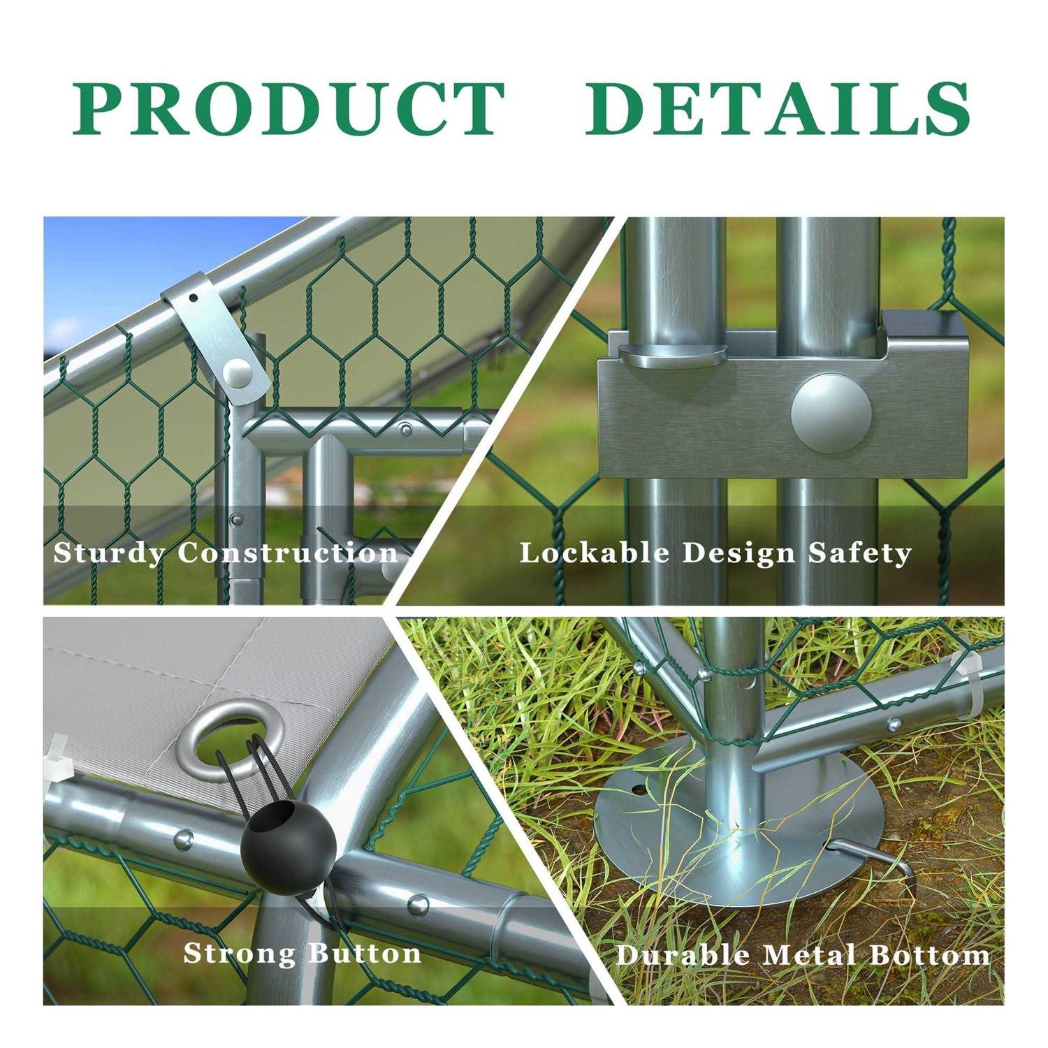 Toetol Extra Large Metal Chicken Coop Walking Poultry Cage Hen Run House Rabbits Habitat Cage Spire Shaped Coops with Waterproof and Anti-Ultraviolet