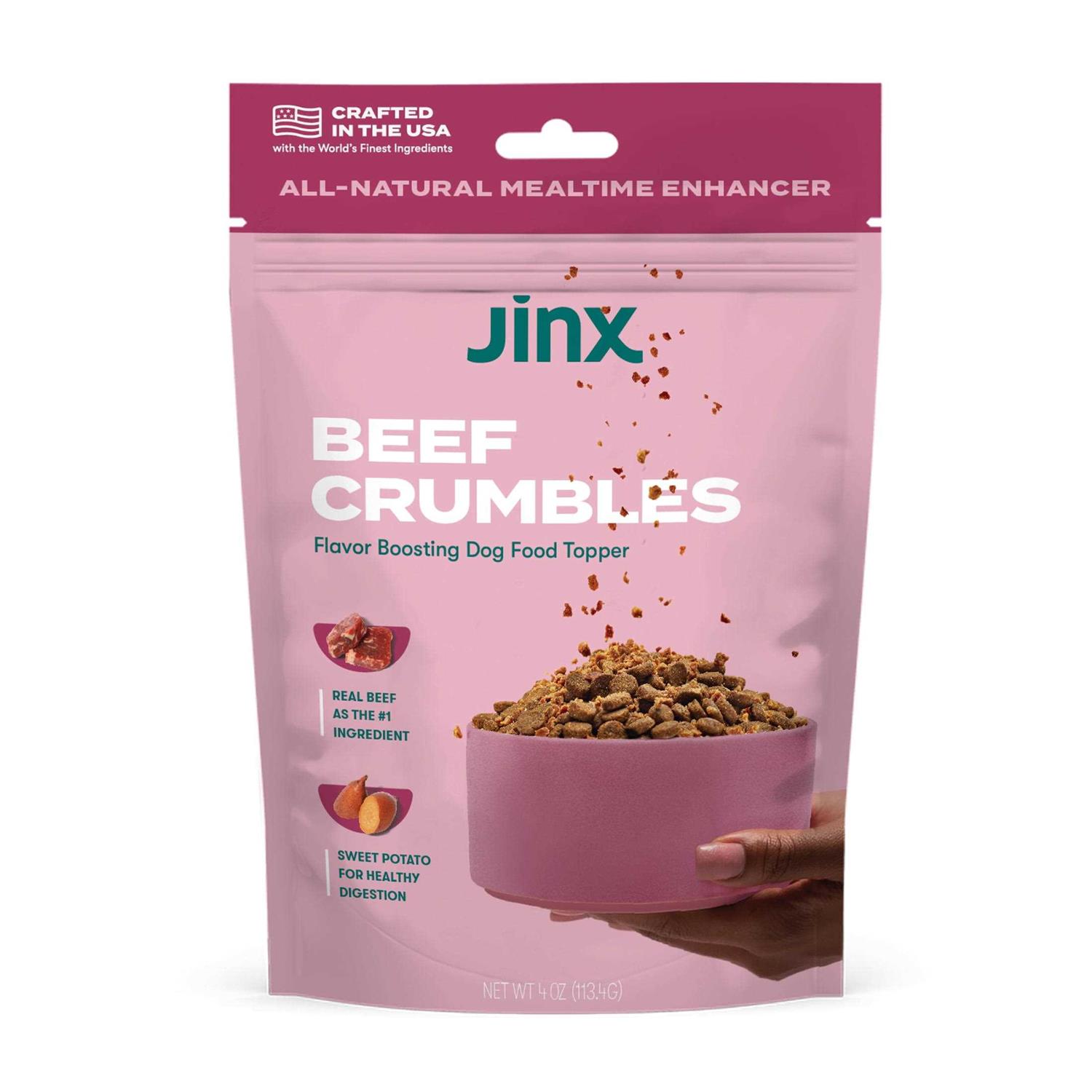 Jinx Crumbles Beef Recipe Flavor-Boosting Natural Dog Food Topper