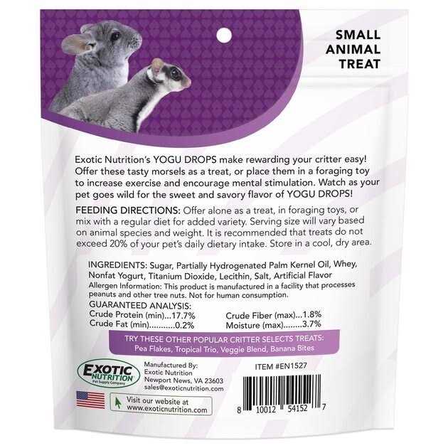 Exotic Nutrition Critter Selects Yogurt Drops Small Pet Treat