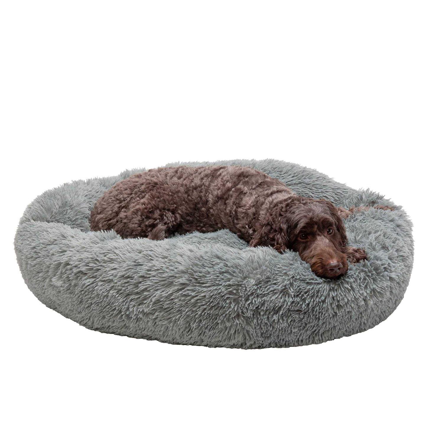 FurHaven Calming Cuddler Long Fur Donut Dog Bed