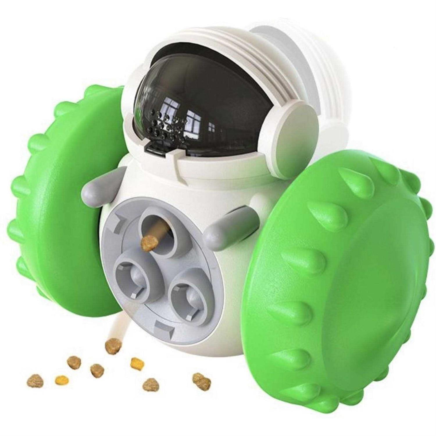 Piggy Poo and Crew Robot Shaped Treat Dispenser Push Toy Game for Your Pet