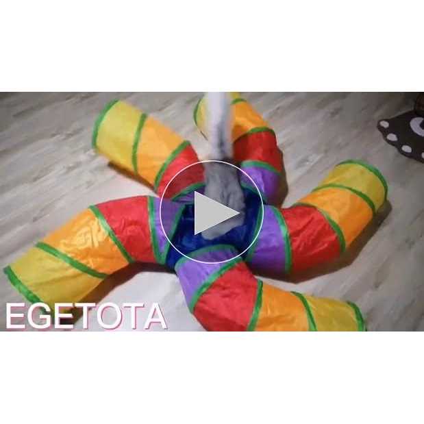 EgETOTA cat Tunnel for Indoor cats Large with Play Ball S-Shape 5 Way collapsible Interactive Peek Hole Pet Tube Toys