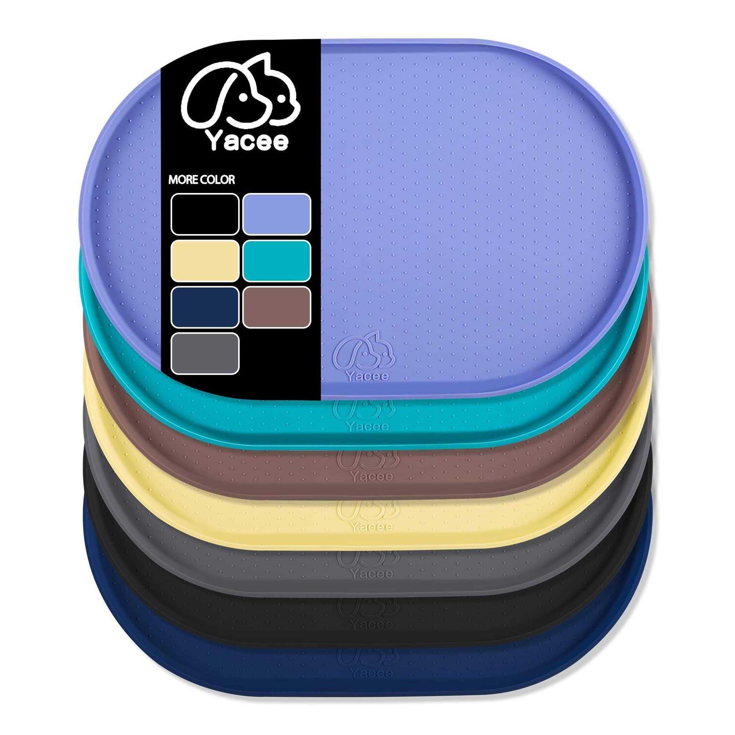 Yacee Silicone Dog Food Mat Waterproof, Easy clean in Dishwasher, Pet and cat Mats 05 Raised Edges