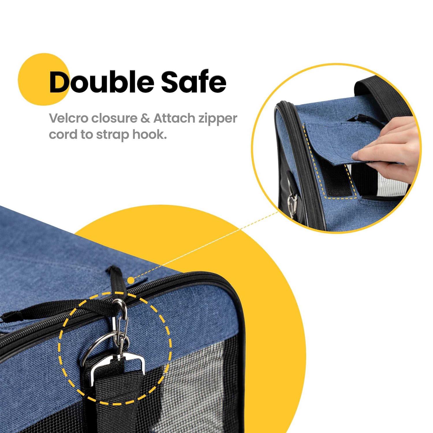 Conlun Cat Carrier Airline Approved Soft-Sided Dog Carrier with Inner Safety Leash