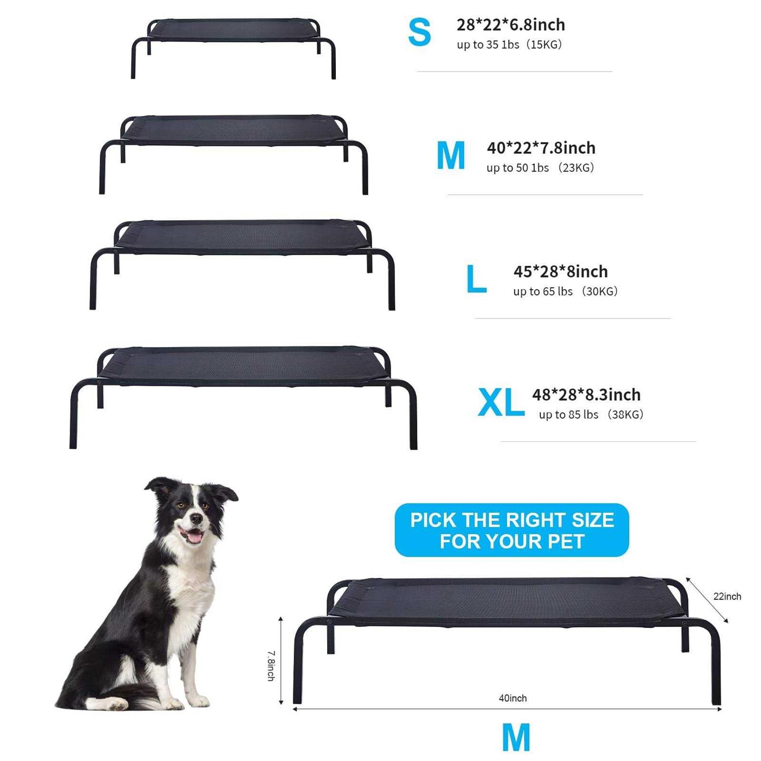 gdkasrny Pet Bed,portable raised cooling steel-framed Elevated Pet Bed 24 32 48