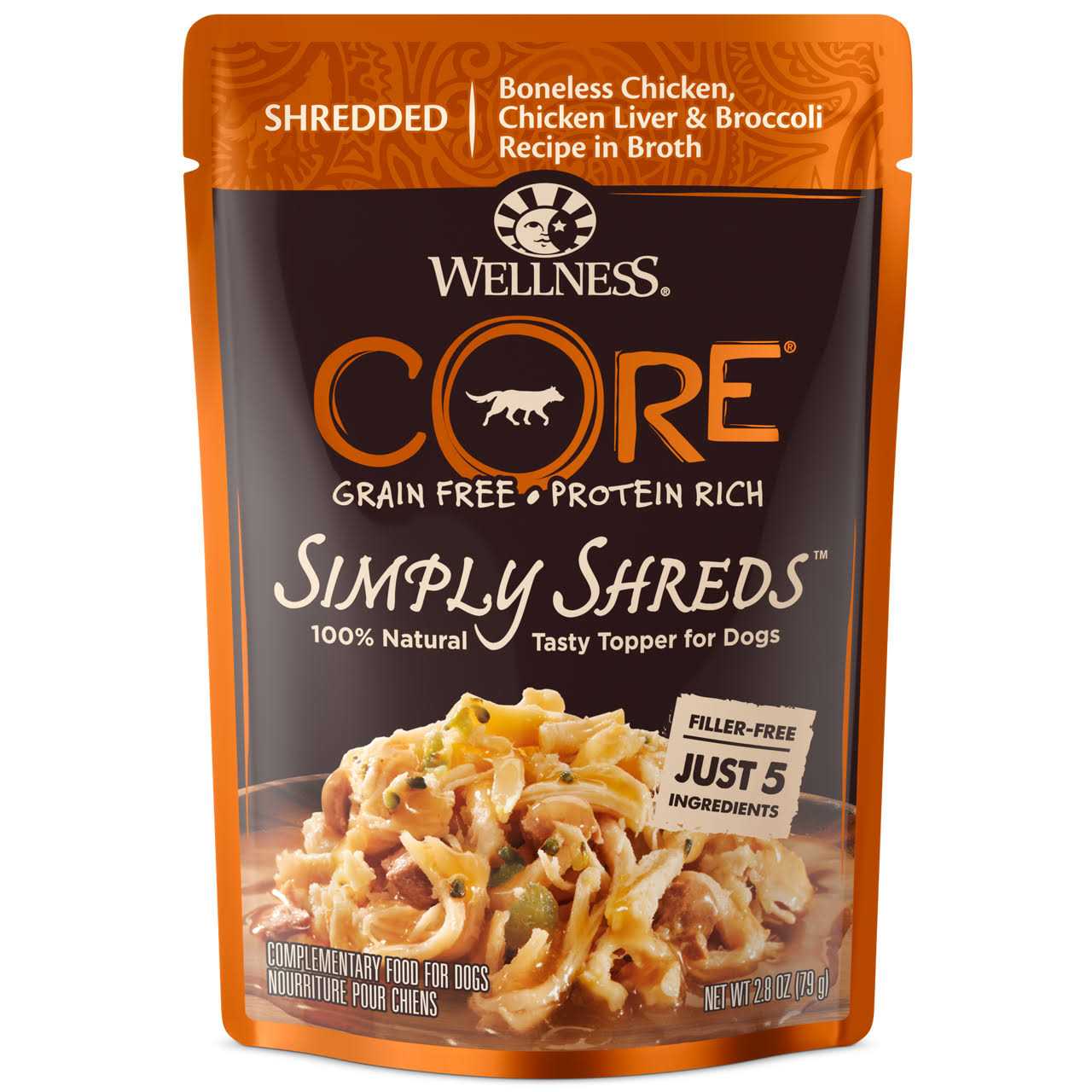 Wellness Core Simply Shreds Natural Grain Free Chicken Wet Dog Food Topper