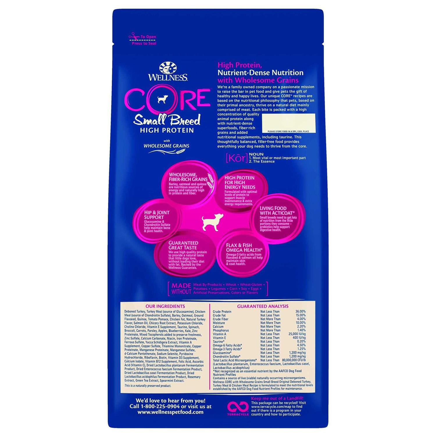 Wellness CORE High Protein Wholesome Grains Small Breed Original Recipe Dry Dog Food