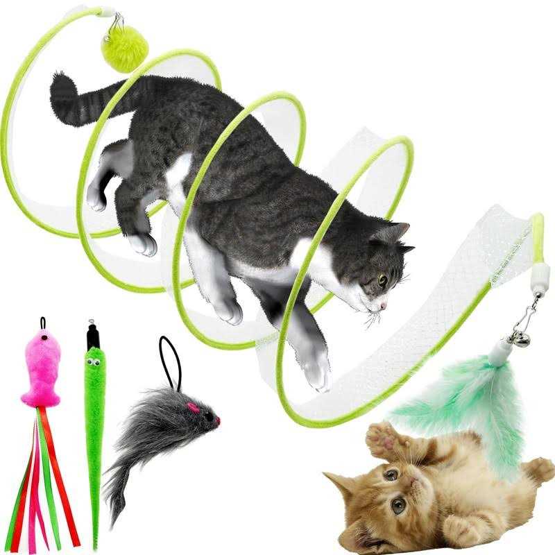 CATENEED S Type Cat Tunnel Toy Folded Cat Tunnel Spring Toy