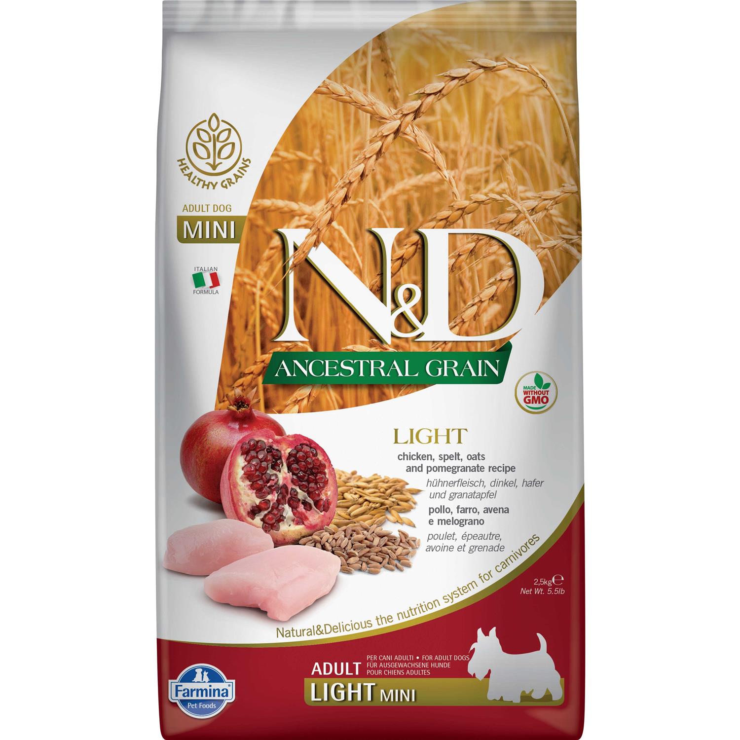 Farmina N&D Ancestral Grain Chicken & Pomegranate Light Mini Dry Dog Food